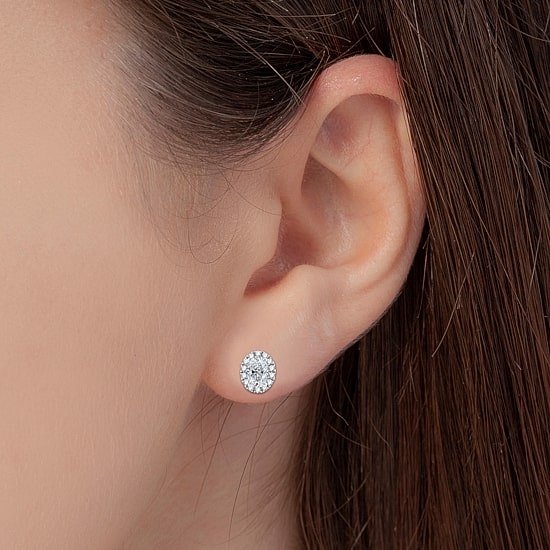 Ever Star (H-I / Si2-I1) 1 CT. T.W. Lab Grown White Diamond 10K Gold Oval Stud Earrings