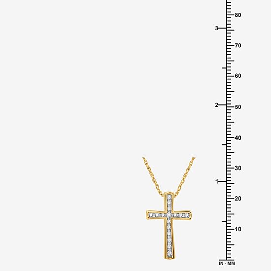 Womens 1/4 CT. T.W. Lab Grown White Diamond 14K Gold Over Silver Sterling Silver Cross 18 Inch Pendant Necklace