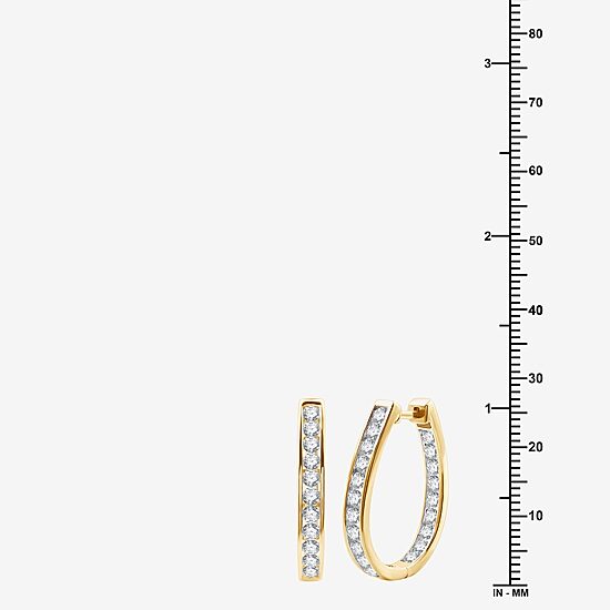 Womens 2 CT. T.W. Lab Grown White Diamond 14K Gold Over Silver Sterling Silver 27mm Hoop Earrings
