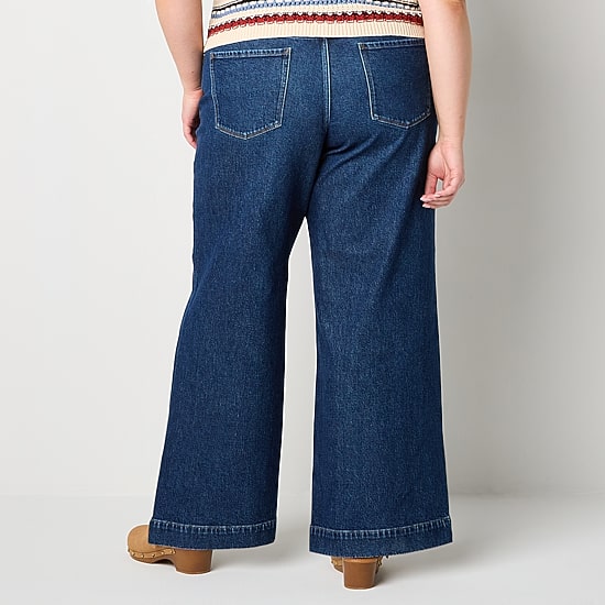a.n.a Womens Plus High Rise Wide Leg Jean