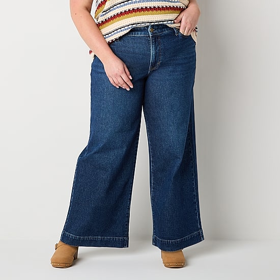 a.n.a Womens Plus High Rise Wide Leg Jean