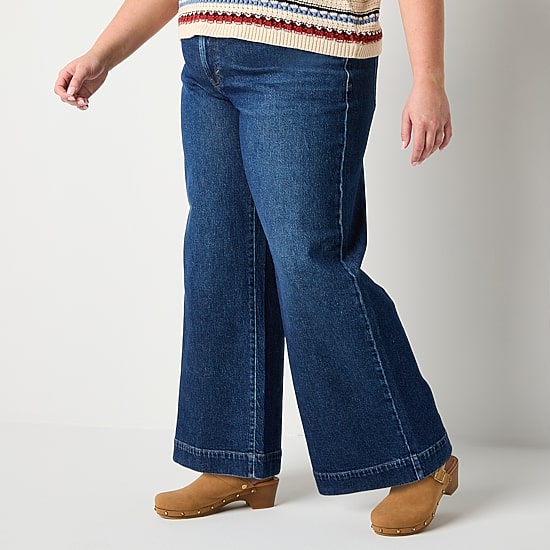 a.n.a Womens Plus High Rise Wide Leg Jean