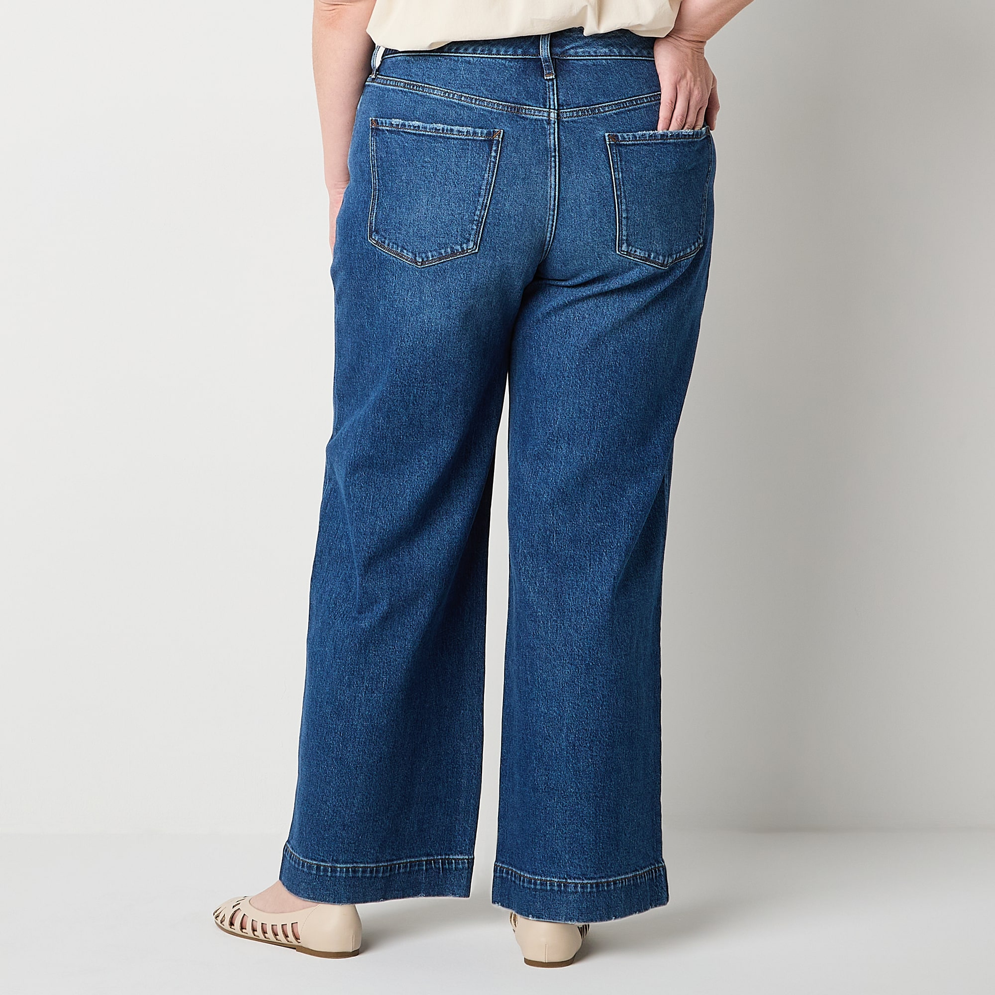 A.N.A Womens Plus High Rise Wide Leg Jean