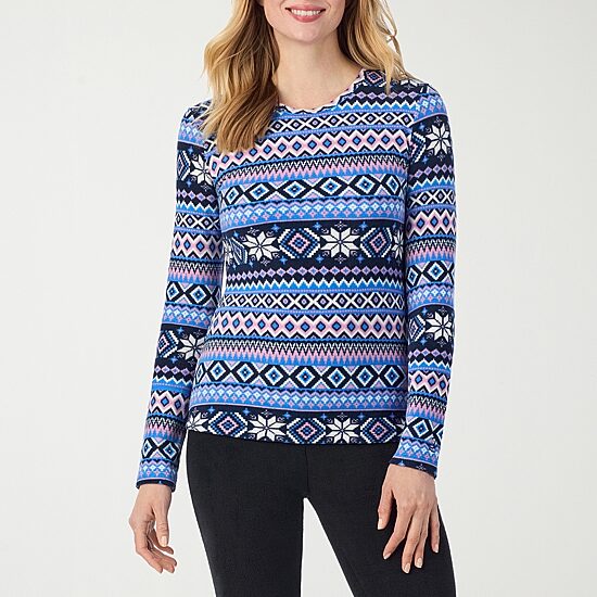 Cuddl Duds Womens Fleecewear Crew Neck Long Sleeve Thermal Shirt