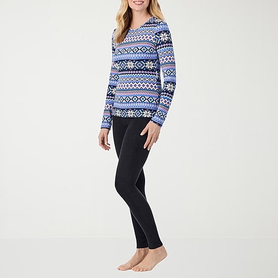 Cuddl Duds Womens Fleecewear Crew Neck Long Sleeve Thermal Shirt