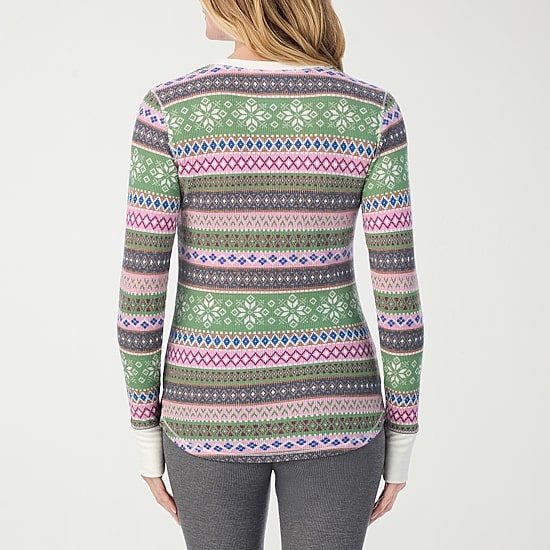 Cuddl Duds Womens Cozy Stretch Crew Neck Long Sleeve Thermal Shirt