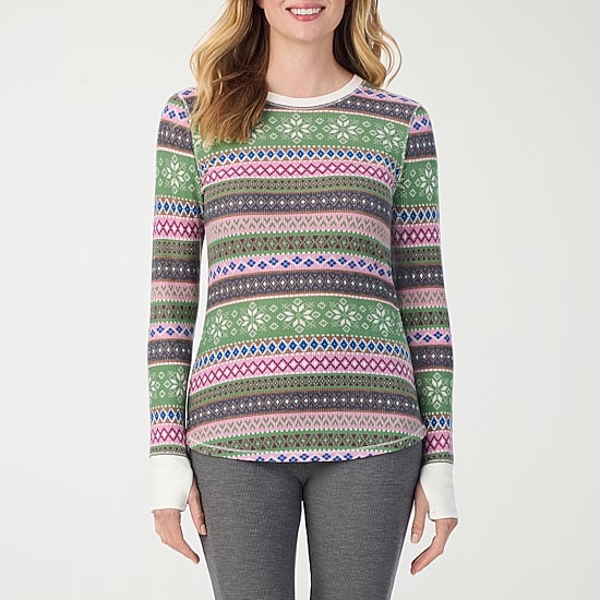 Cuddl Duds Womens Cozy Stretch Crew Neck Long Sleeve Thermal Shirt