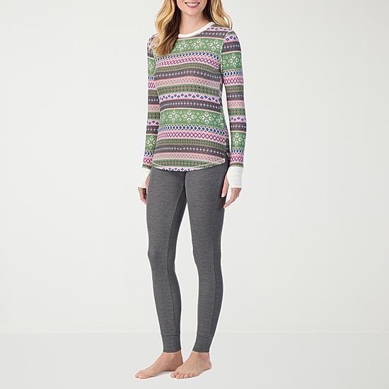 Cuddl Duds Womens Cozy Stretch Crew Neck Long Sleeve Thermal Shirt