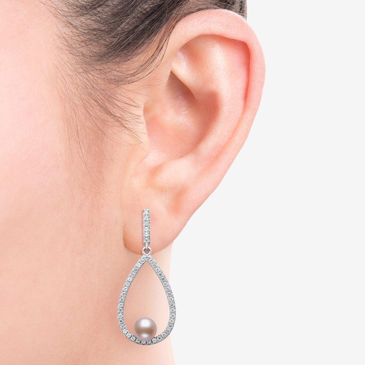 Womens Pink Cultured Freshwater Pearl Sterling Silver Pear Drop Earrings