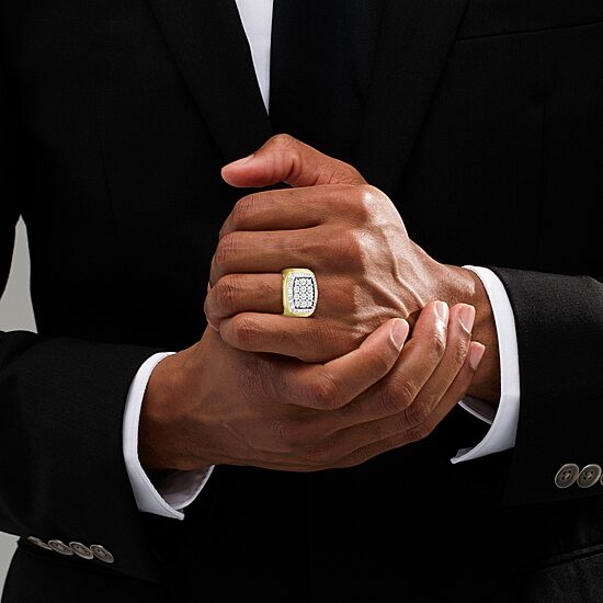 Mens 1/4 CT. T.W. Natural White Diamond 10K Two Tone Gold Fashion Ring