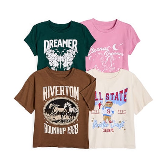 Thereabouts Little & Big Kid Girls Round Neck Short Sleeve Regular Fit Graphic T-Shirt