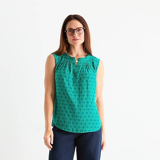 Liz Claiborne Womens Split Crew Neck Sleeveless Shell