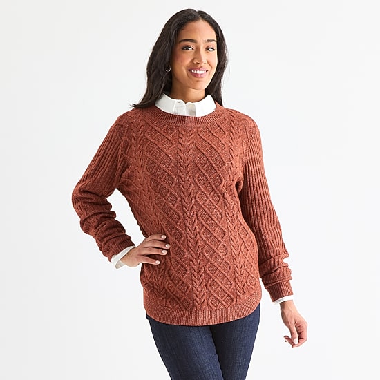 St. John's Bay Womens Crew Neck Long Sleeve Pullover Sweater