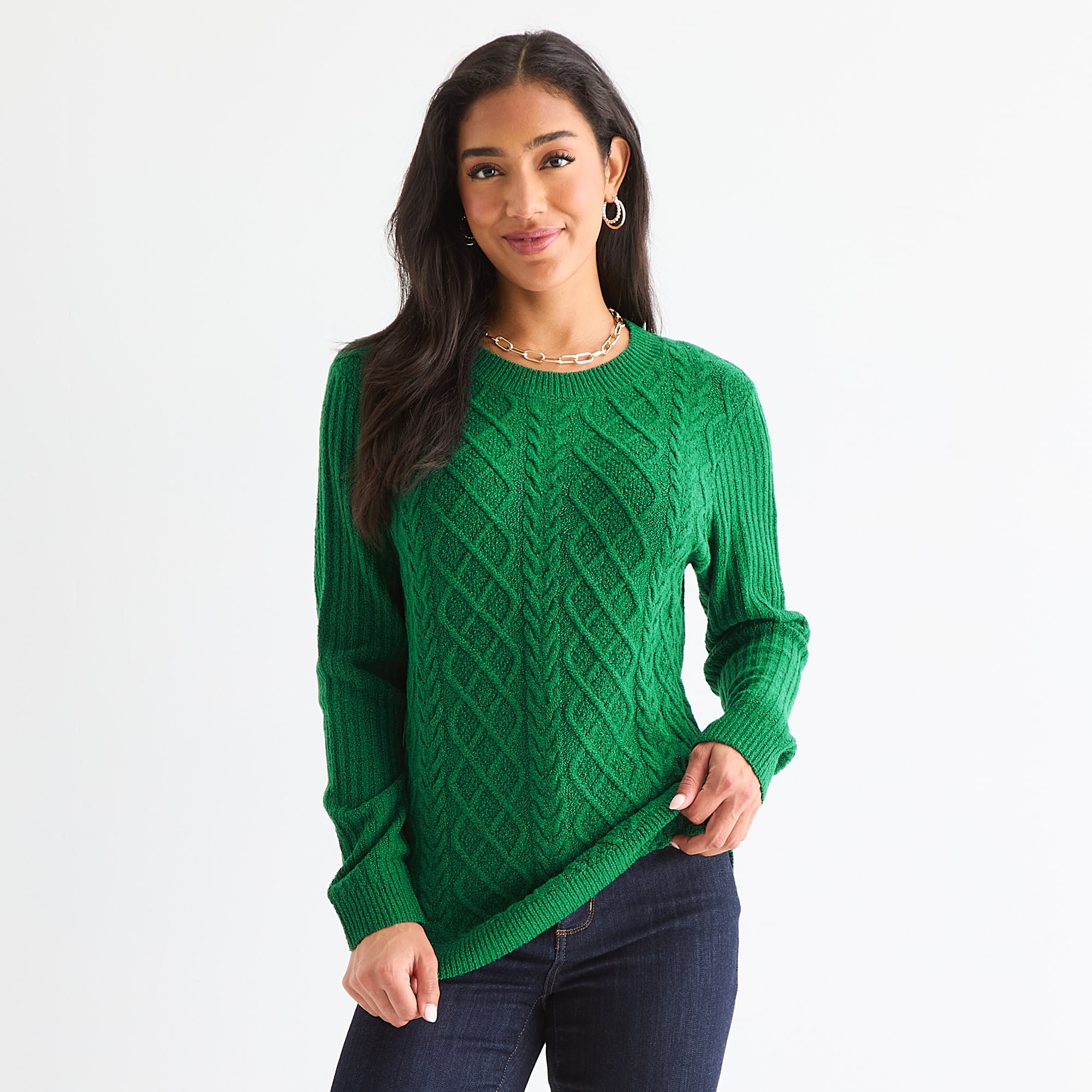 St. John's Bay Womens Crew Neck Long Sleeve Pullover Sweater