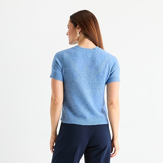 Liz Claiborne Womens Crew Neck Short Sleeve Pullover Sweater