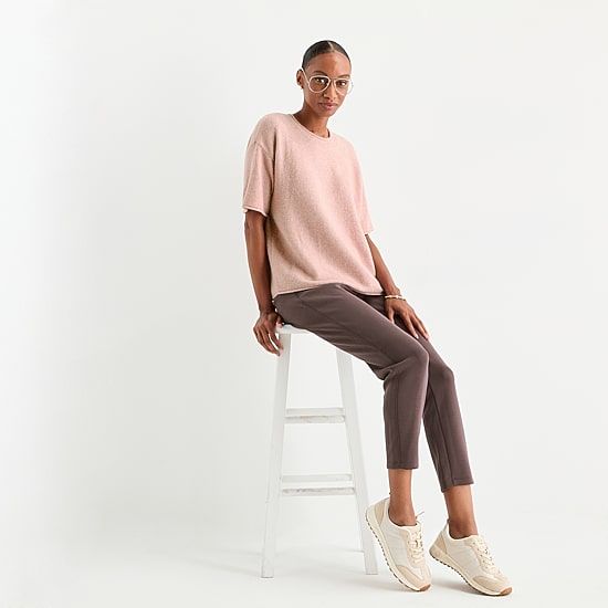 Stylus Womens Crew Neck Short Sleeve Pullover Sweater