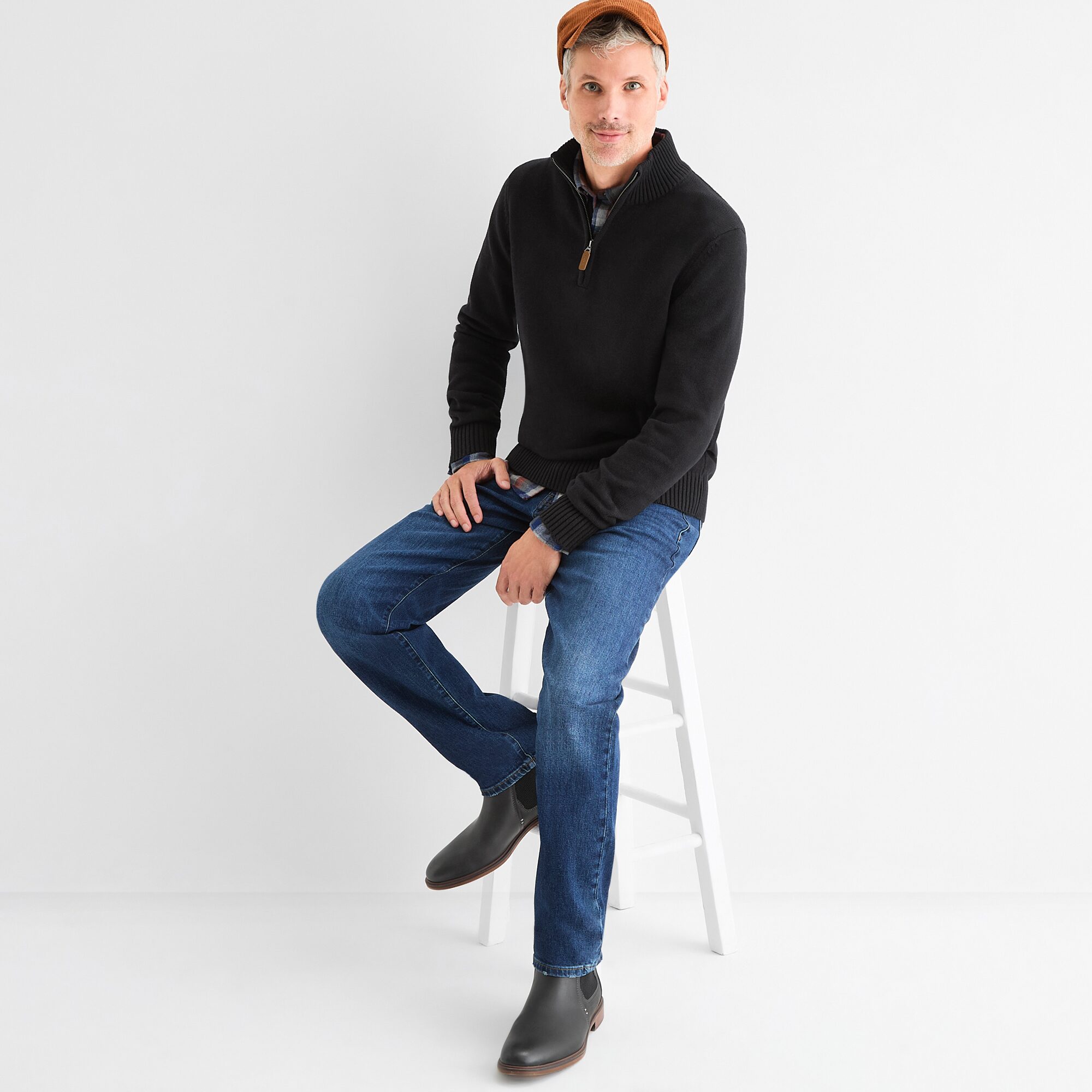 St. John's Bay Mens Mock Neck Long Sleeve Quarter-Zip Pullover Sweater