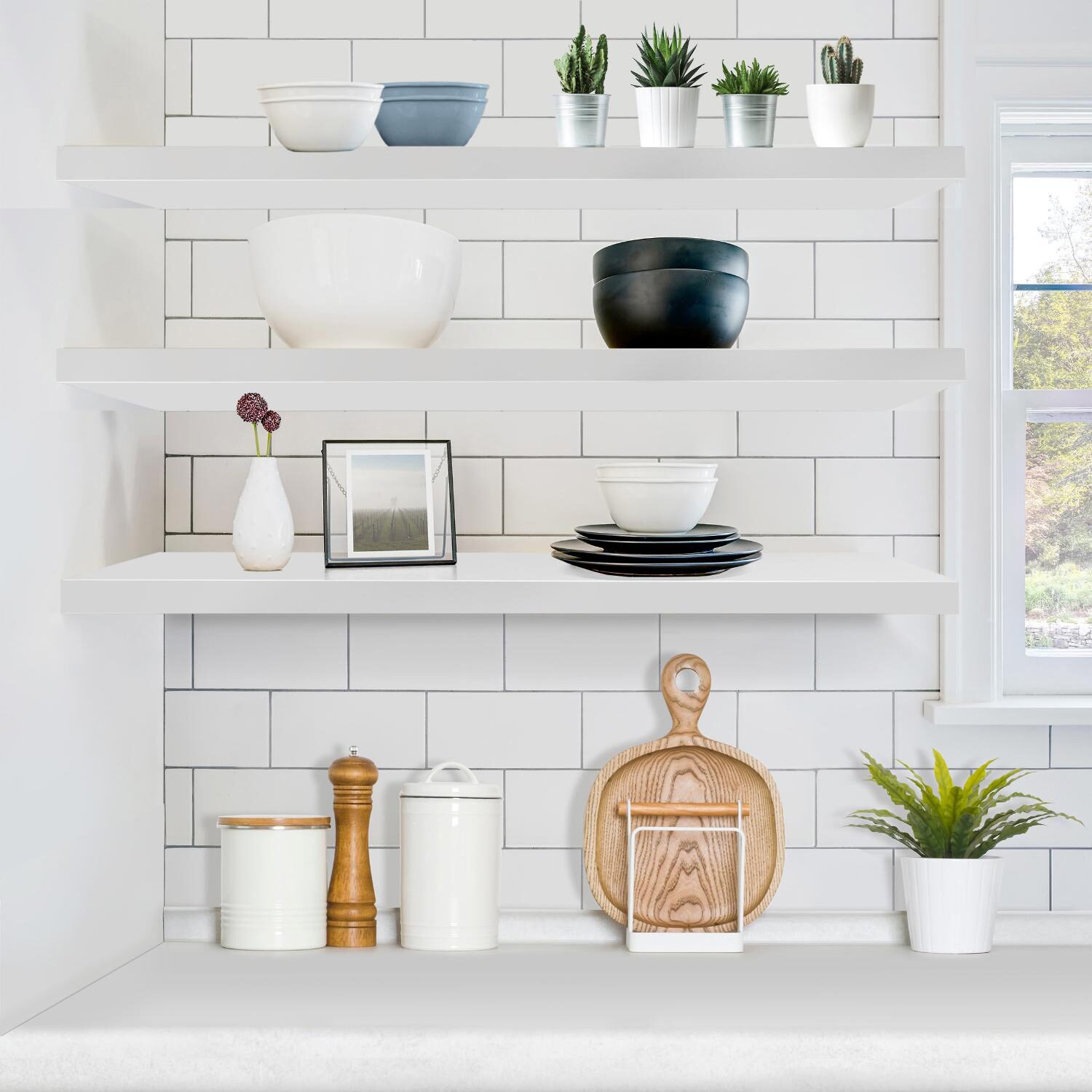 Sorbus 47" Floating 2-Shelf with Baskets