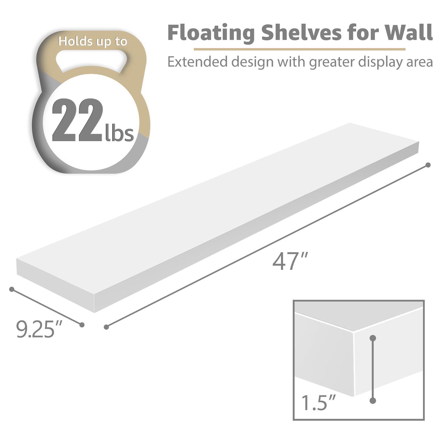 Sorbus 47" Floating 2-Shelf with Baskets