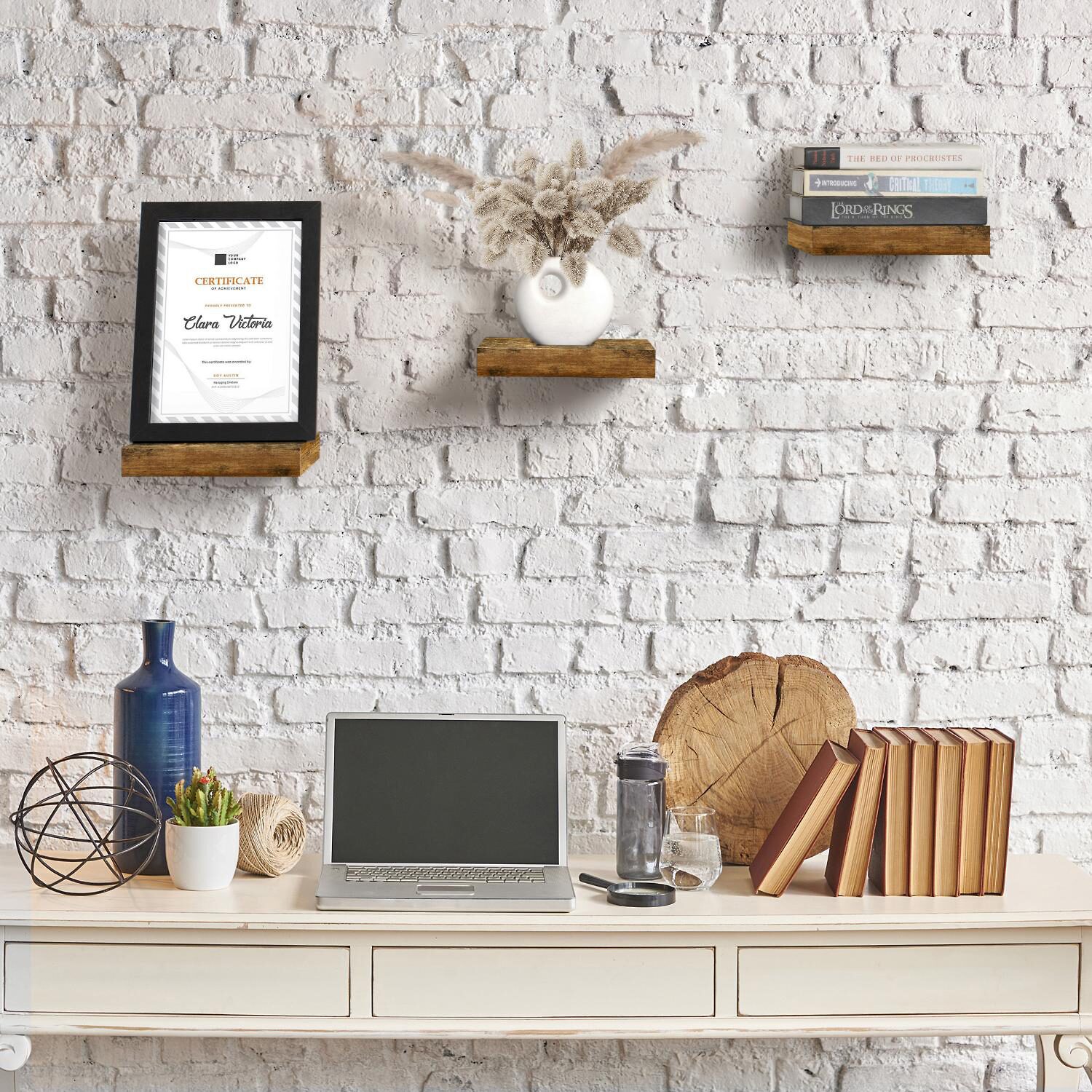 Sorbus Square Floating 3-Shelf with Baskets