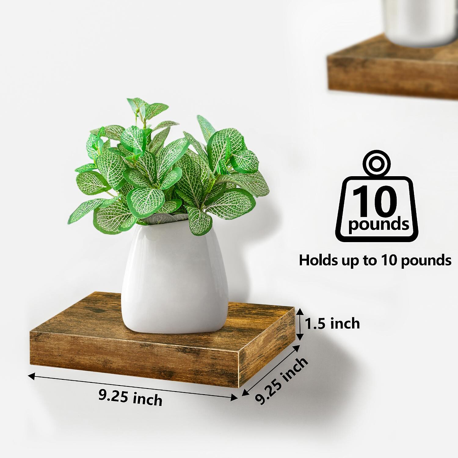 Sorbus Square Floating 3-Shelf with Baskets