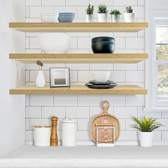 Sorbus 47" Floating 2-Shelf with Baskets