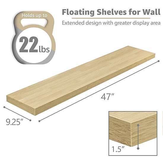 Sorbus 47" Floating 2-Shelf with Baskets