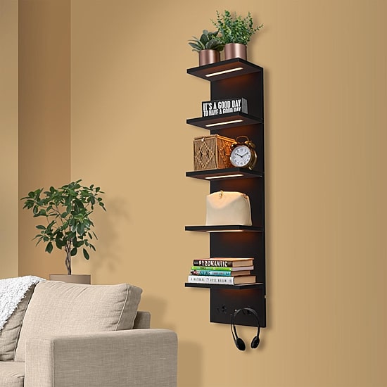 Sorbus Floating Led Lights 5-Shelf  with Baskets