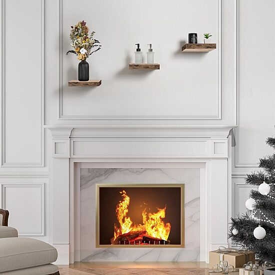Sorbus Square Floating 3-Shelf with Baskets