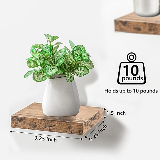 Sorbus Square Floating 3-Shelf with Baskets
