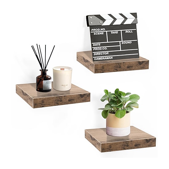 Sorbus Square Floating 3-Shelf with Baskets