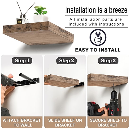 Sorbus Square Floating 3-Shelf with Baskets