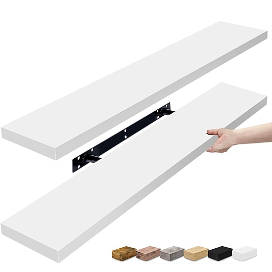 Sorbus 35" Floating Wall 2-Shelf with Baskets