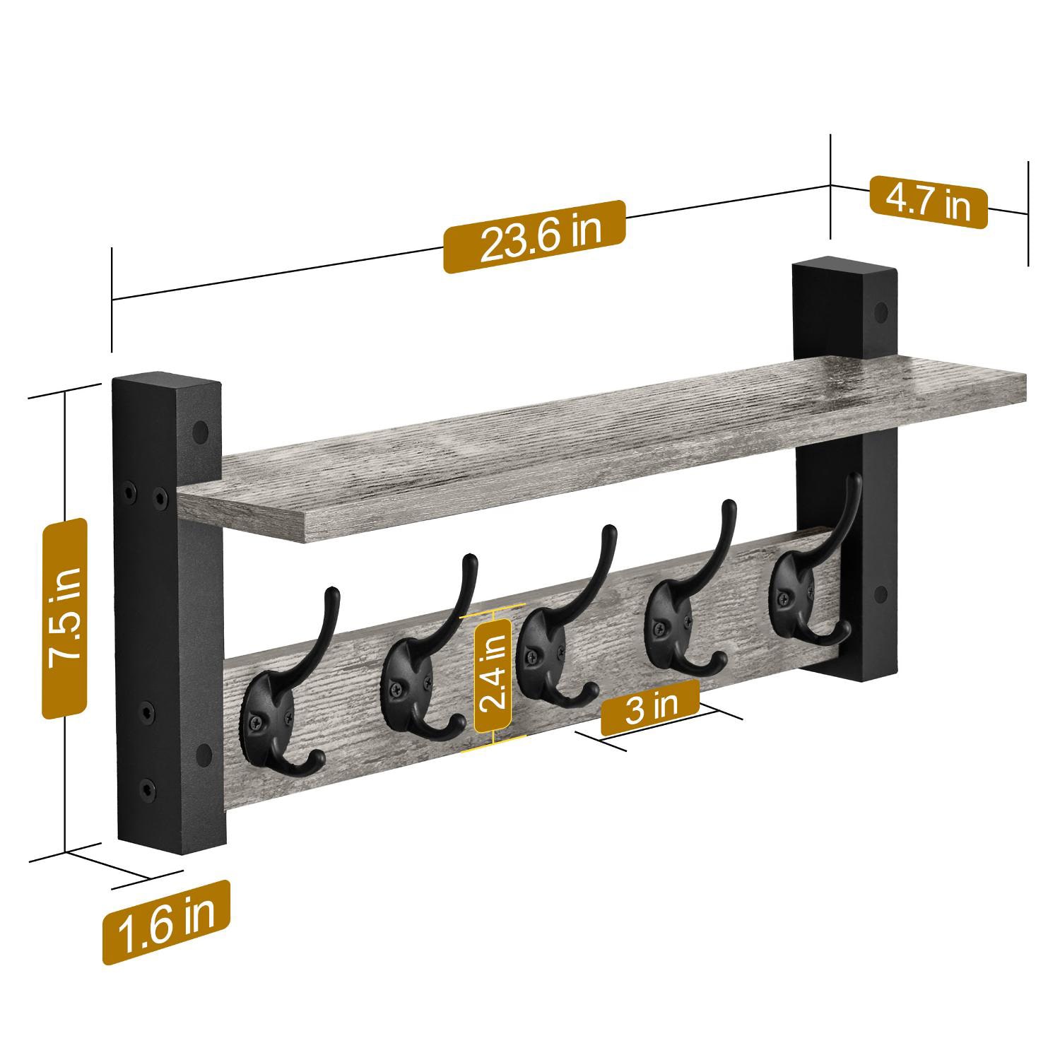 Sorbus 24" Floating 5 Hooks 1-Shelf with Baskets