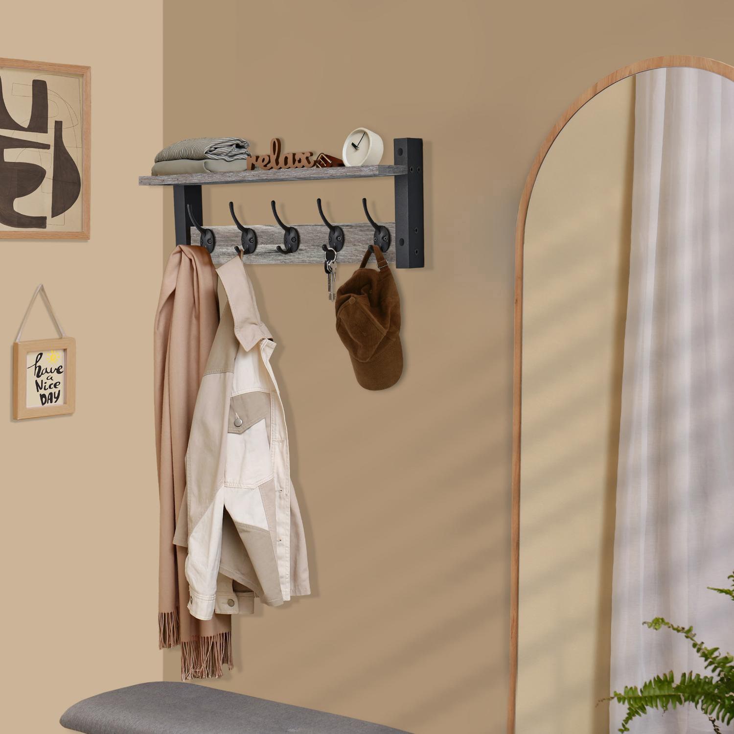 Sorbus 24" Floating 5 Hooks 1-Shelf with Baskets