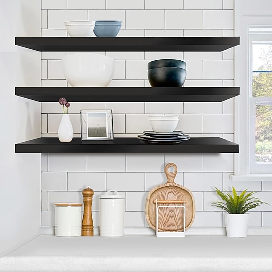 Sorbus 47" Floating 2-Shelf with Baskets