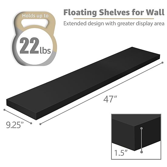 Sorbus 47" Floating 2-Shelf with Baskets