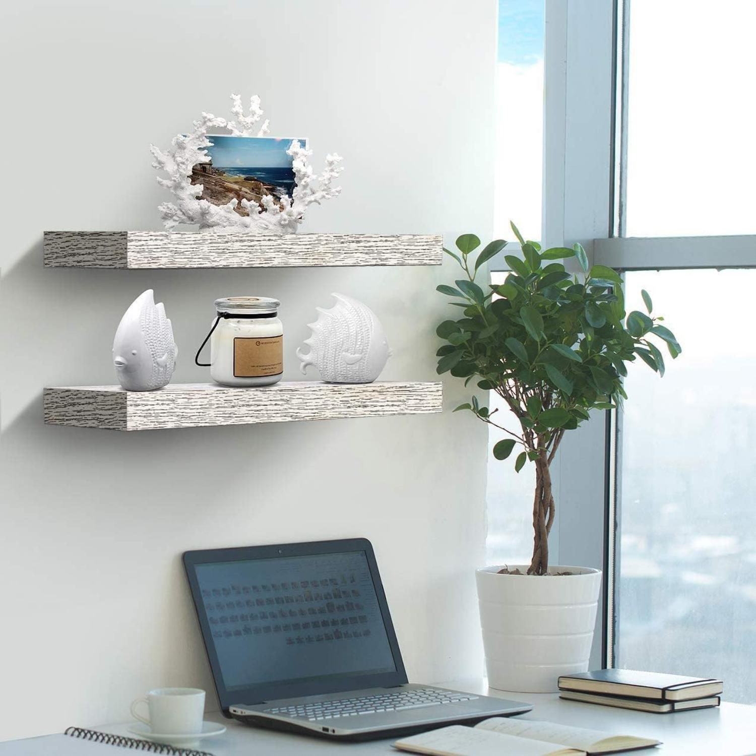 Sorbus 16" Floating 2-Shelf with Baskets
