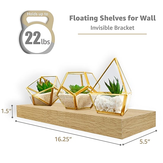 Sorbus 16" Floating 3-Shelf with Baskets