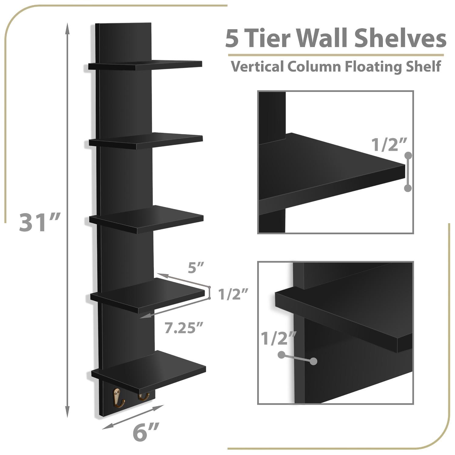 Sorbus Floating  with Hooks 5-Shelf Baskets