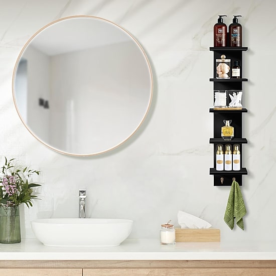 Sorbus Floating  With Hooks 5-Shelf with Baskets