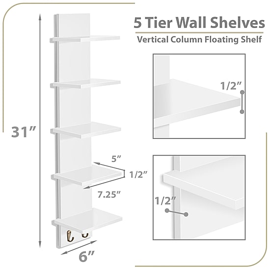 Sorbus 5 Tier Floating Hooks 10-Shelf with Baskets