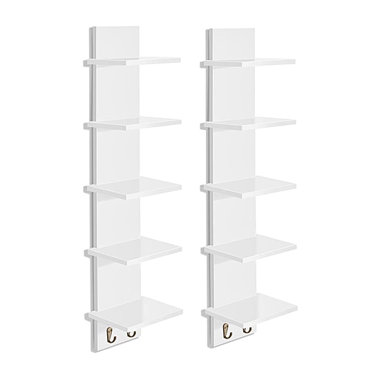 Sorbus 5 Tier Floating Hooks 10-Shelf with Baskets