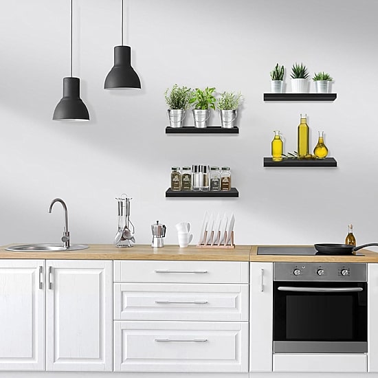 Sorbus 16" Floating 4-Shelf with Baskets