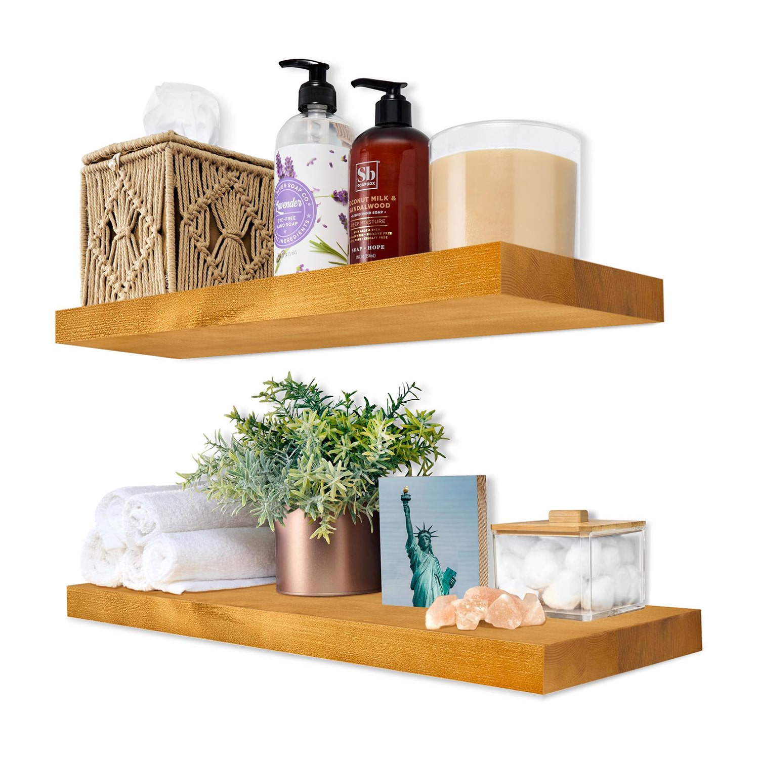 Sorbus 16" Solid Wood 2-Shelf with Baskets