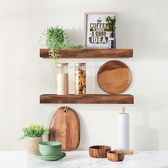 Sorbus 16" Solid Wood 2-Shelf with Baskets