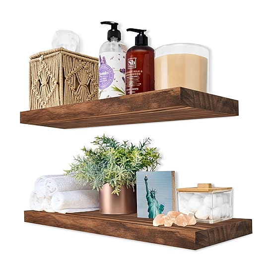 Sorbus 16" Solid Wood 2-Shelf with Baskets