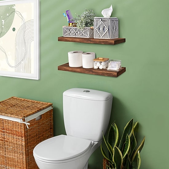 Sorbus 16" Solid Wood 2-Shelf with Baskets