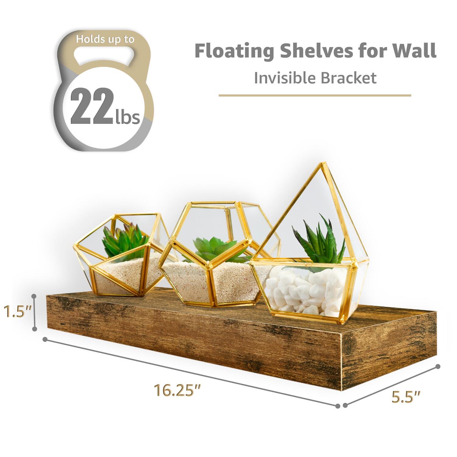 Sorbus 16" Floating 2-Shelf with Baskets