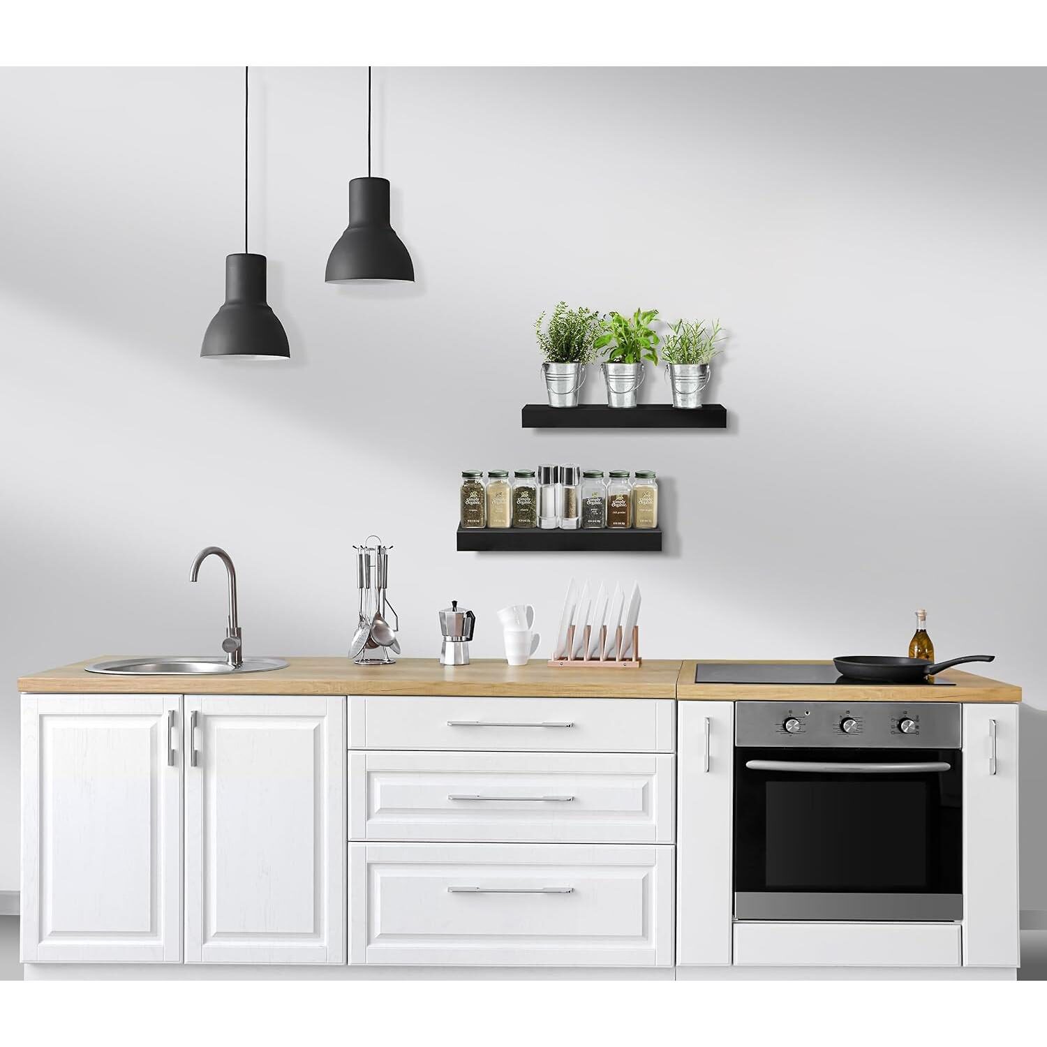 Sorbus 16" Floating 2-Shelf with Baskets